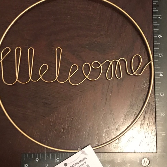 Round Gold “Welcome” Iron Wall Decor Sign, 8 in. - Picture 8 of 16